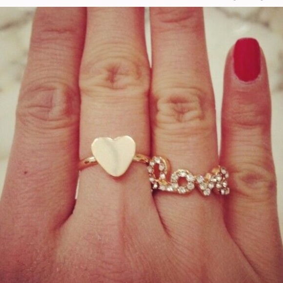 Gold plated adjustable heart ring - Picture 2 of 2